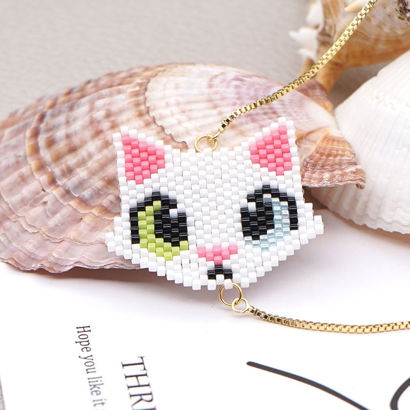 Korean simple cartoon childrens animal rice beads handwoven cat bracelet for women