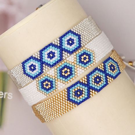Reis Perlen handgewebte Dämon Auge übertrieben ethnischen Stil Armband für Frauen's discount tags