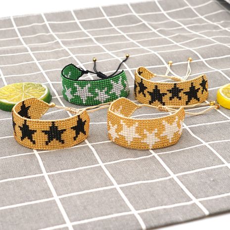 hot-selling fashion rice beads hand-woven five-pointed star wide bracelet for women's discount tags