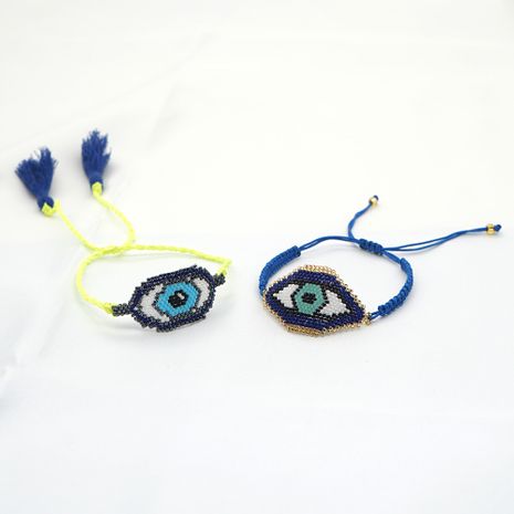 Bracelet tissage de perles yeux de dinde bleu oeil de démon pour femmes's discount tags