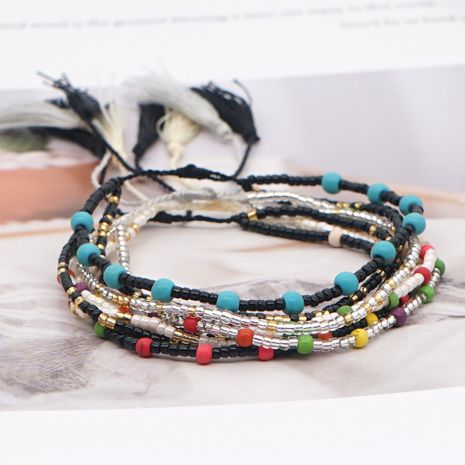fashion wild rice beads hand-woven multi-layer beaded tassel bracelet's discount tags