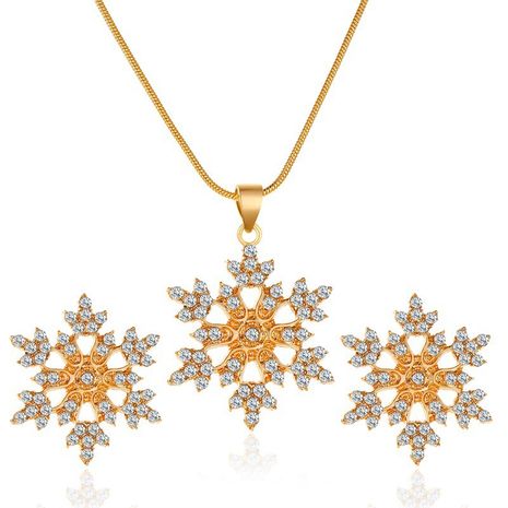 neue einfache mikro-eingelegte Diamant Schneeflocke Anhänger Halskette Schneeflocke Ohrringe Set's discount tags