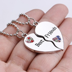 fashion all-match hot-selling Best Friends diamond stitching letter love-shaped alloy necklace