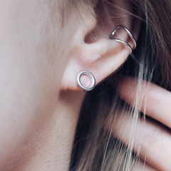 hot-saling simple stainless steel hollow geometric round women's 316L earrings