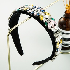 Baroque style color diamond flower pearl fabric flash all-match headband for women