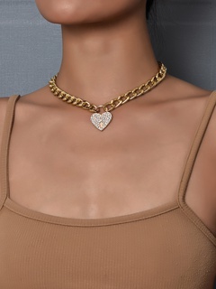 mode nouveau collier en alliage en forme de Y de pendentif coeur de pêche de diamant complet en gros