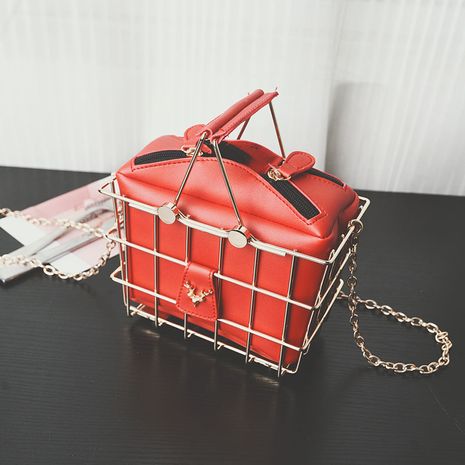 nueva moda caja pequeña cesta de metal mensajero elegante bolso de cadena de mujer's discount tags