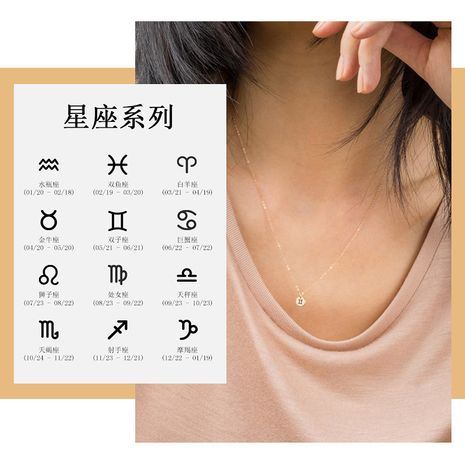 Fashion stainless steel lettering constellation clavicle chain single hole round necklace's discount tags