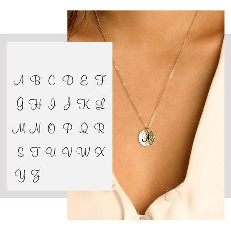 hot-selling 26 handwritten letter Korean 316L stainless steel pendant necklace NHTF249330's discount tags