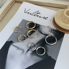 retro simple circle gold-plated silver non-fading hoop earrings wholesale