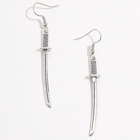 Mode übertrieben einfache Form geschnitzte Schwert Silber Ohrhaken Ohrringe für Männer und Frauen's discount tags