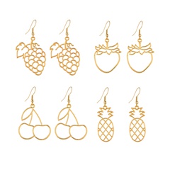 Fashion hollow fruit series grape strawberry cherry pineapple earrings 4-piece set