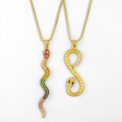 Fashion simple retro single-layer diamond serpentine copper pendant necklace