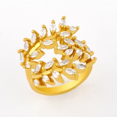 creative fashion simple inlaid zircon ring leaf branch ring wholesale