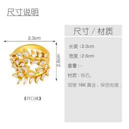 creative fashion simple inlaid zircon ring leaf branch ring wholesalepicture11