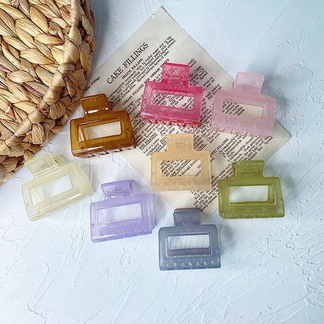 Korea retro caramel color hollow square hair clip transparent clip wholesale's discount tags