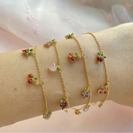Style doux coréen populaire mode cerise pomme raisin pêche multi-couche bracelet pour femmes en gros's discount tags