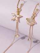 asymmetric star and moon long tassel earrings wholesalepicture8
