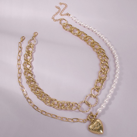 alloy chain love pearl pendant clavicle chain wholesale's discount tags