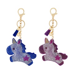 Korean New cute cartoon pony velvet hot diamond unicorn tassel keychain wholesale