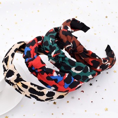 exaggerated leopard print retro cross headband creative fabric knotted headband wholesale