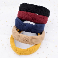 Wide-sided knitted striped cross-knotted headband Korean fabric simple headband wholesale