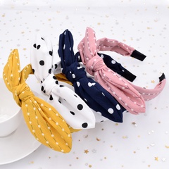 fashion spotted cross  simple fabric wide-sided knotted headband wholesale