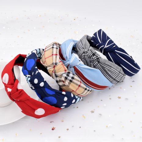 Korean new  simple fabric wide-brimmed spotted cross headband wholesale's discount tags