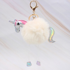 Unicorn hair ball cartoon plush pony key chain pendant wholesale