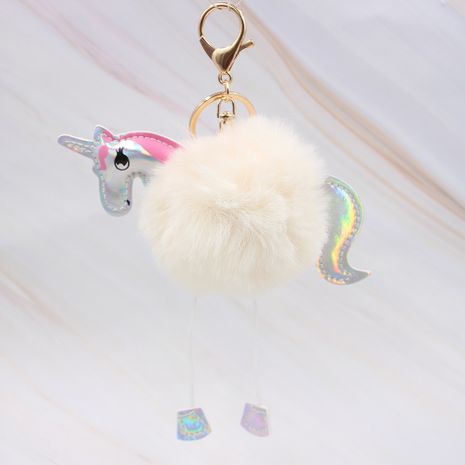 Unicorn hair ball cartoon plush pony key chain pendant wholesale's discount tags