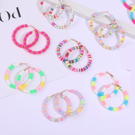 hot sale beach C-shaped soft pottery color exaggerated earrings wholesale's discount tags