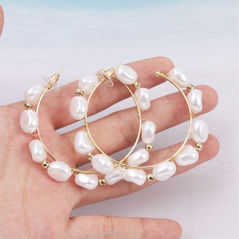exaggerated woven pearl geometric C-shaped simple beaded earrings  wholesale's discount tags