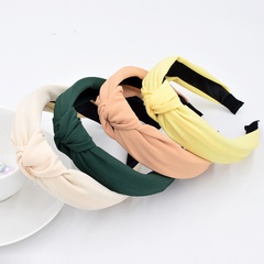 Chiffon solid color Korean simple fabric knotted cross headband wholesale