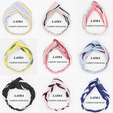 New  striped wash hair accessories Korea elastic cross hair band headband wholesale's discount tags