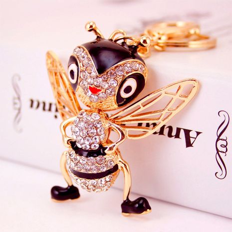 Korean creative dripping craft cute bee keychain bag insect animal metal pendant wholesale's discount tags