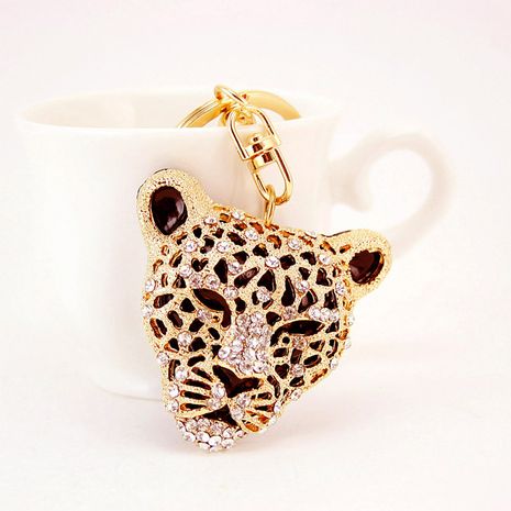 Creative artisanat diamant tête de léopard voiture porte-clés pendentif animal en métal en gros's discount tags