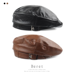 PU leather new  Korean casual wild fashion black beret