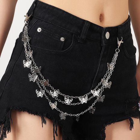  punk style three-layer hollow sequin butterfly waist chain wholesale NHAU250461's discount tags