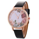 Moda simple rosa flor correa reloj dulce estilo PU correa de cuero fino reloj de cuarzo para mujerpicture14