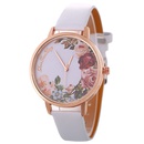 Moda simple rosa flor correa reloj dulce estilo PU correa de cuero fino reloj de cuarzo para mujerpicture18