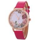 Moda simple rosa flor correa reloj dulce estilo PU correa de cuero fino reloj de cuarzo para mujerpicture17