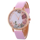 Moda simple rosa flor correa reloj dulce estilo PU correa de cuero fino reloj de cuarzo para mujerpicture16