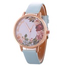 Moda simple rosa flor correa reloj dulce estilo PU correa de cuero fino reloj de cuarzo para mujerpicture15