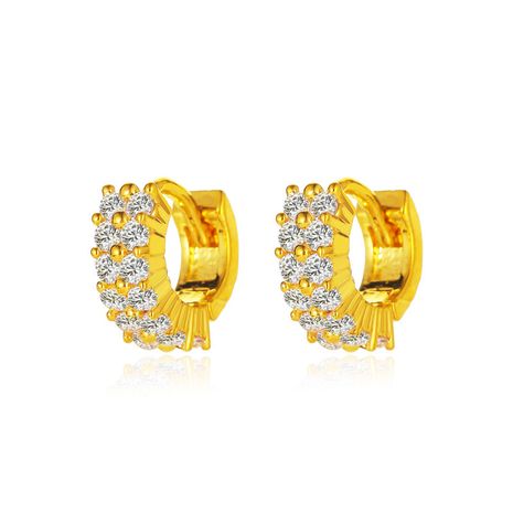 new  retro geometric ring circle round full diamond ear buckle  gold-plated ear clip wholesale's discount tags