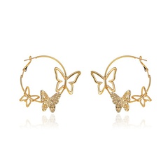 new  exaggerated simple  personality hollow three butterfly earrings wholesale