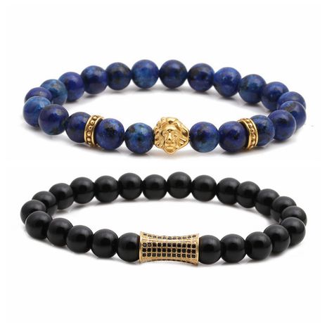 mode bleu point pierre pierre lumineuse tête de lion petite taille perlé bricolage bracelet ensemble en gros nihaojewelry NHYL240552's discount tags