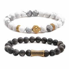 Trend new hot sale bracelet white pine glitter stone lion head small waist beaded bracelet set wholesale nihaojewelry