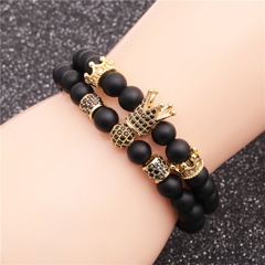 new product frosted stone crown diamond ball beaded bracelet set wholesale nihaojewelry