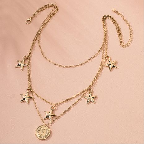 Retro multilayer necklace star coin pendant trend necklace wholesale nihaojewelry's discount tags