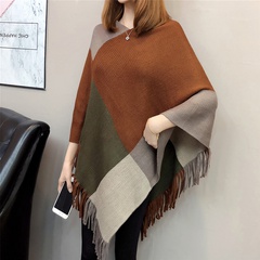 Herbst und Winter neue Mode Kontrast farblich abgestimmte Farbe Quaste Fledermaus Ärmel Schal Pullover